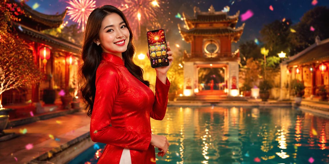 Người chơi game slots tại Hà Nội với trang phục áo dài truyền thống